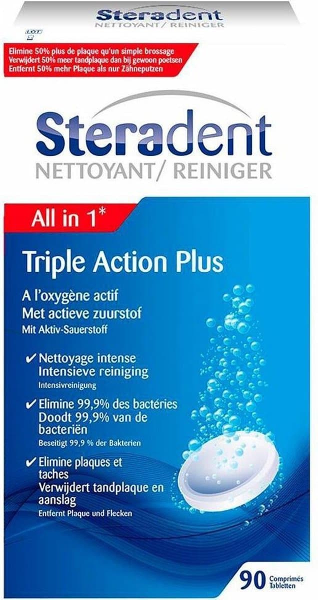 Steradent Kunstgebit Reiniger - Triple Action Plus - 90 stuks