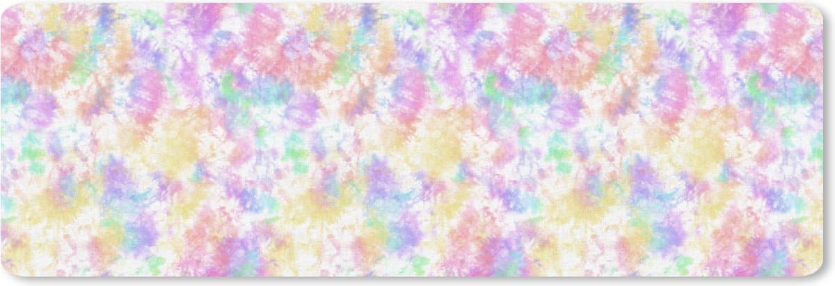 Muismat XXL 90x30 cm - Bureau onderlegger - Bureau mat Tie dye - Pastel - Regenboog - Verf - Patronen - Bureaumat - Gaming mousepad xl - Bureaulegger groot - Computer deskmat