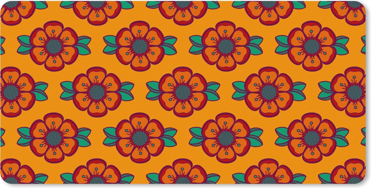 Muismat XXL 80x40 cm - Bureau onderlegger - Bureau mat Design - Retro - Rozen - Oranje - Bureaumat - Gaming mousepad xl - Bureaulegger groot - Computer deskmat