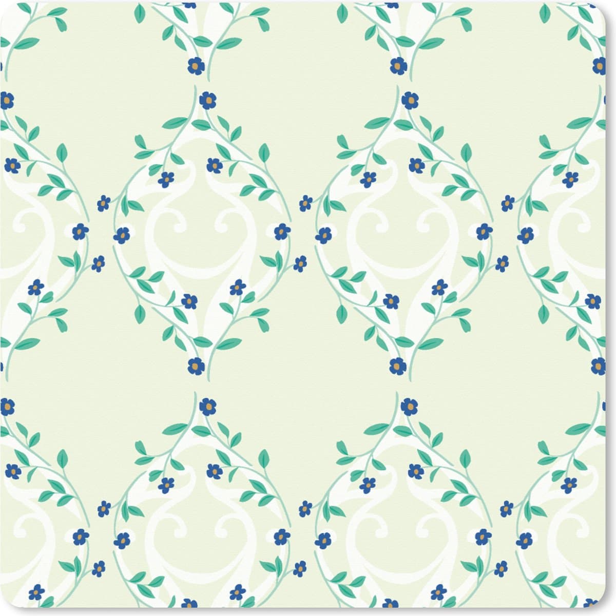 Muismat XXL 60x60 cm - Bureau onderlegger - Bureau mat Groen - Blauw - Bloem - Design - Bureaumat - Gaming mousepad xl - Bureaulegger groot - Computer deskmat