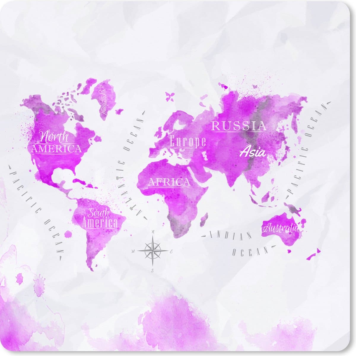 Muismat XXL 60x60 cm - Bureau onderlegger - Bureau mat Wereldkaart - Roze - Abstract - Bureaumat - Gaming mousepad xl - Bureaulegger groot - Computer deskmat