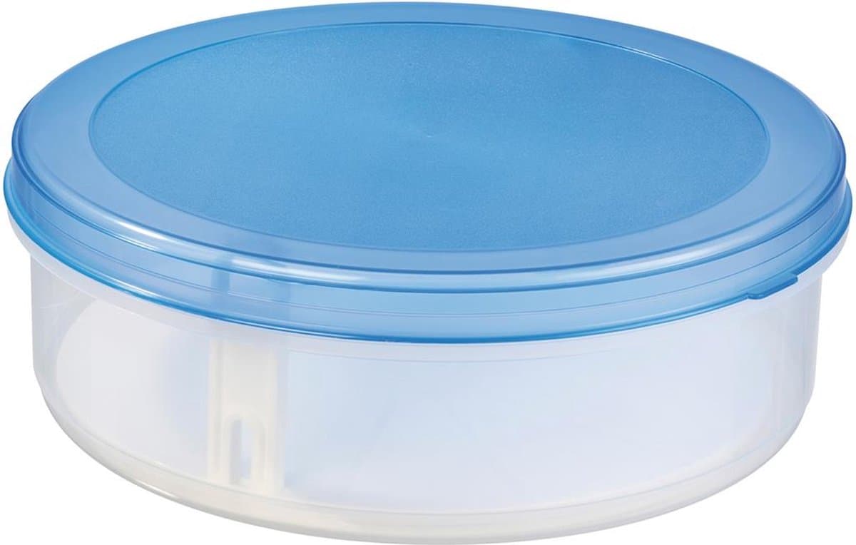 Sunware - Club Cuisine taartdoos met lift transparant blauw - 35 x 35 x 12 cm