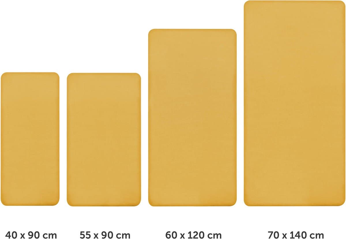 Laleni Jersey Baby/Kind Hoeslaken - Actief Ademend - Oeko-Tex Certificeerd - Babybed, Wieg, Kinderbed 100 x 100 x 10cm, pittige mosterd, vierkant, set van 2