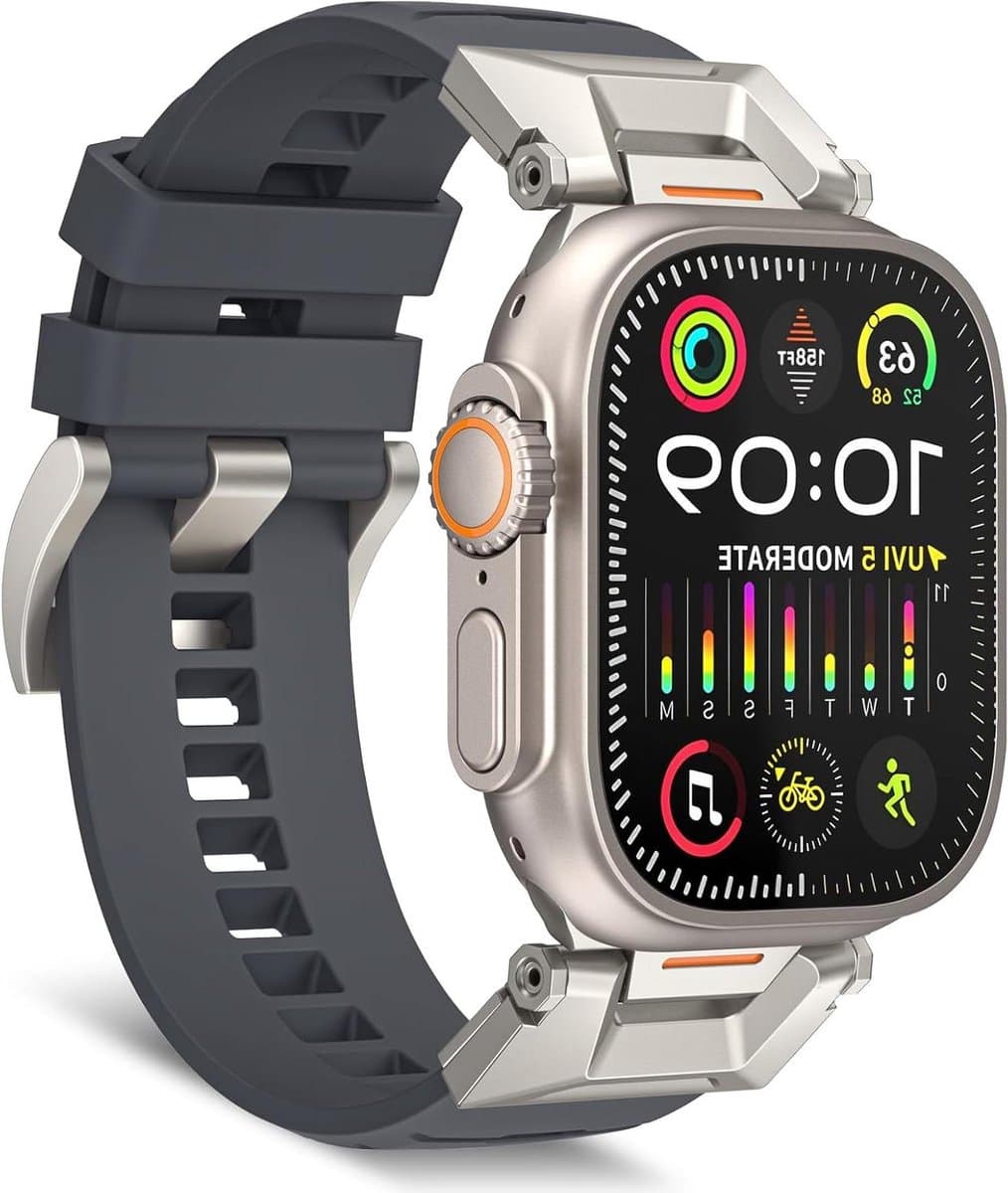 Cosensi - Reservearmband voor Apple Watch 42mm/44mm/45mm Series 1-9 in Roestvrij Staal