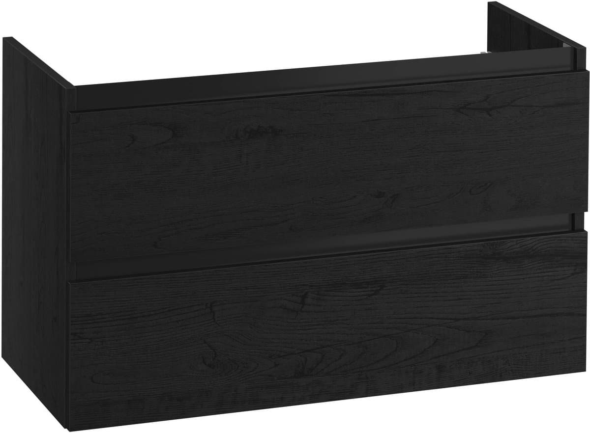Saqu Gaia wastafelonderkast 100x45x60cm eiken zwart – zwarte greeplijst