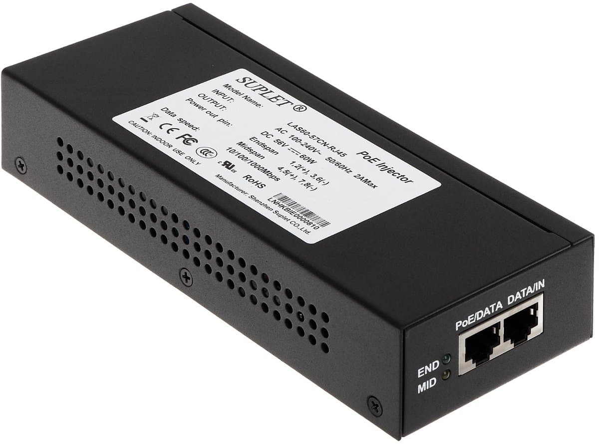 Hikvision LAS60-57CN-RJ45 PoE adapter & injector Gigabit Ethernet