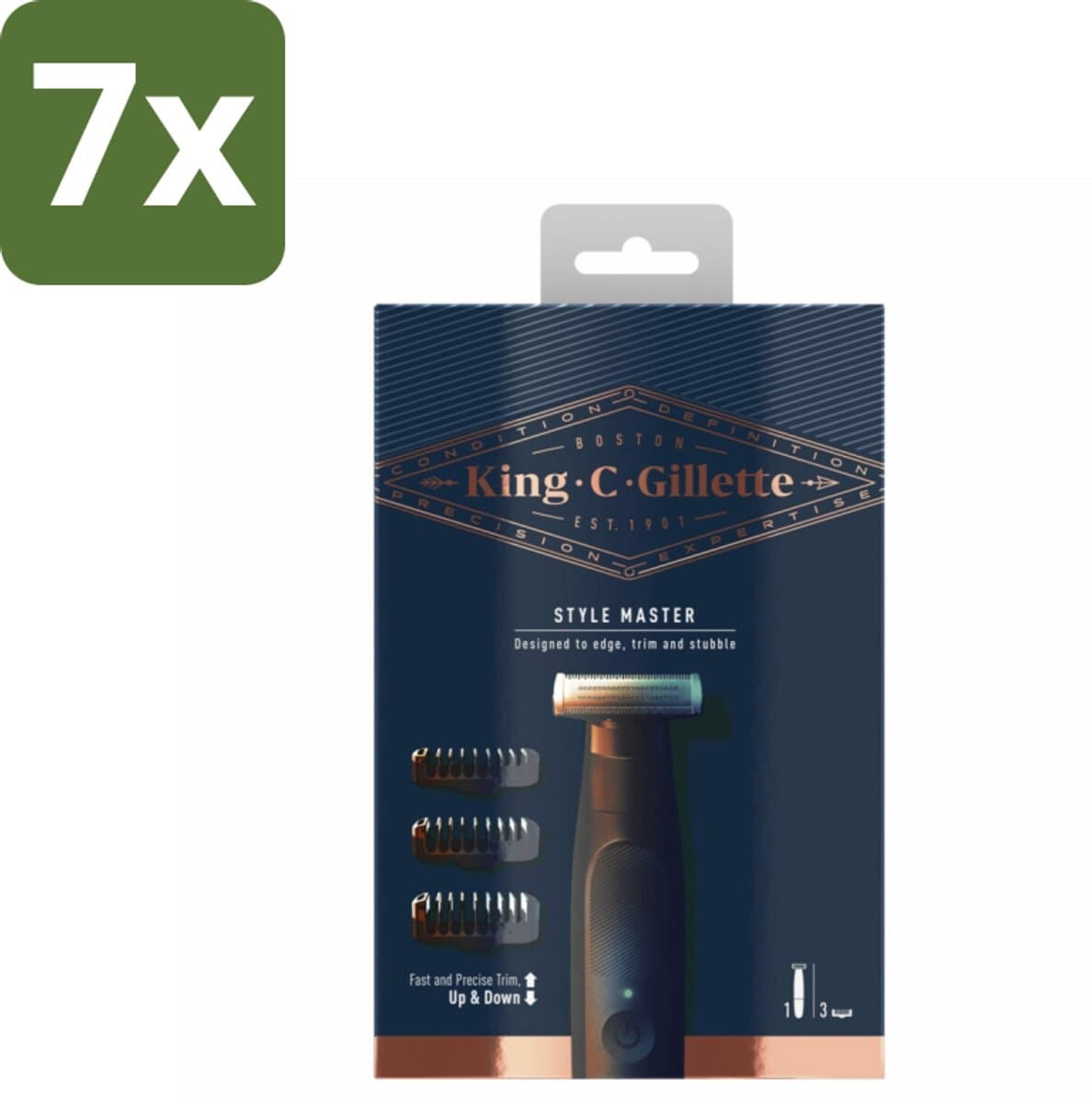 King C. Gillette - Stoppelbaardtrimmer - Style Master - Met 3 Navulmesjes - Bulkverpakking - 7 stuks