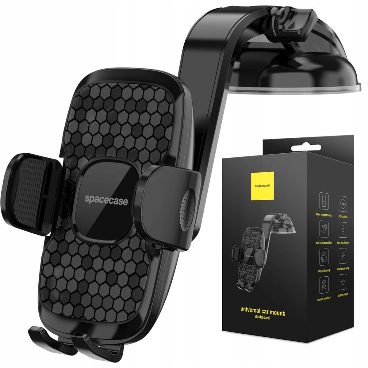 Spacecase Sc14 Ghost Dash Zwart Autohouder Voor 4-7 Inch Telefoons
