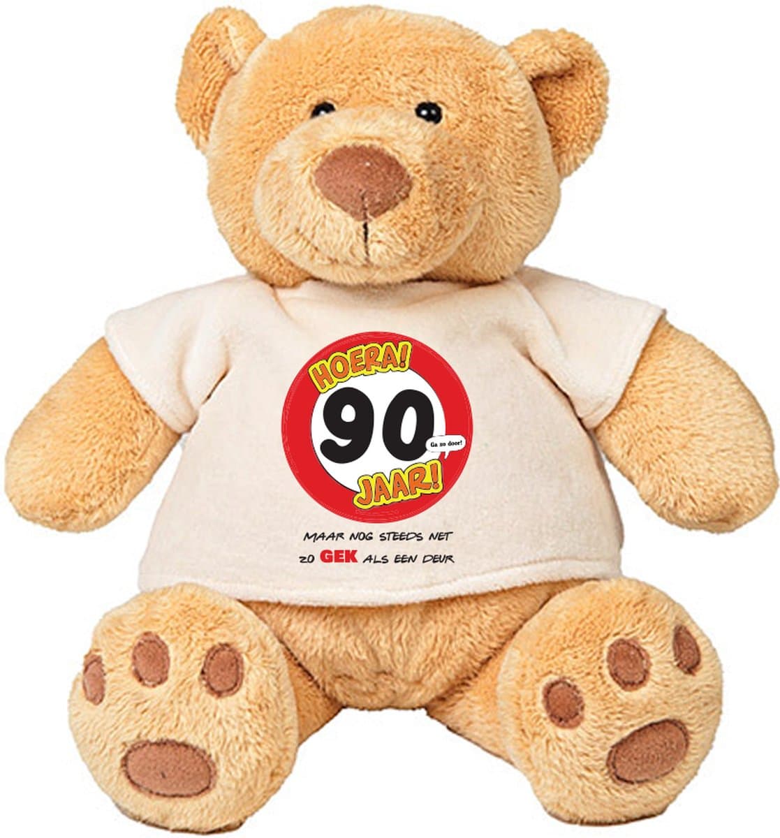 90 Jaar maar nog steeds zo gek als een deur Pluche Beer - Jarig - Verjaardag - 30e - knuffel