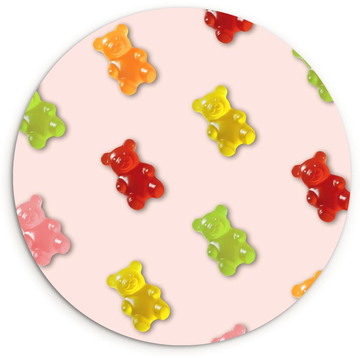 WallCircle® Wandcirkel 30x30 cm - Muurcirkel Kleur - Snoep - Roze - Muurdecoratie woonkamer - Wanddecoratie slaapkamer - Kamer decoratie accessoires - Ronde schilderijen