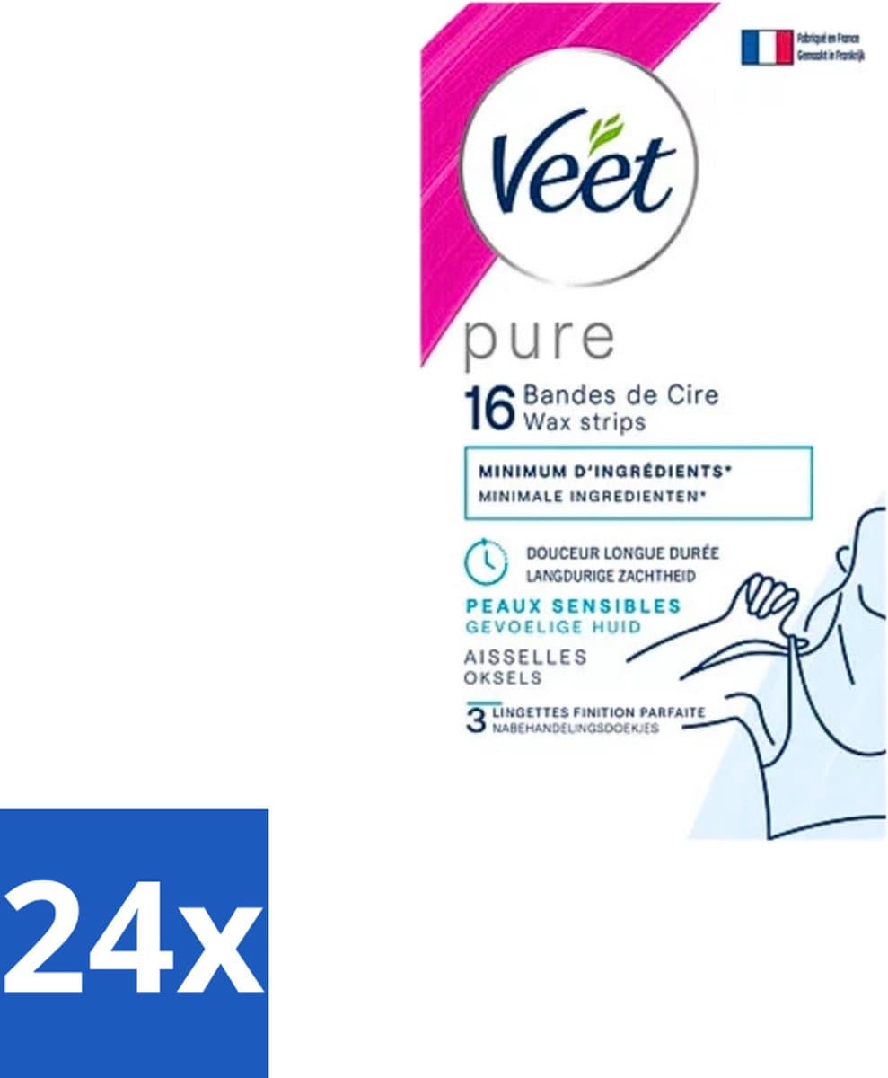 Veet - Ontharingsstrips - Oksels - Hypoallergene Minima - 16 Strips - Voordeelverpakking - 24 stuks