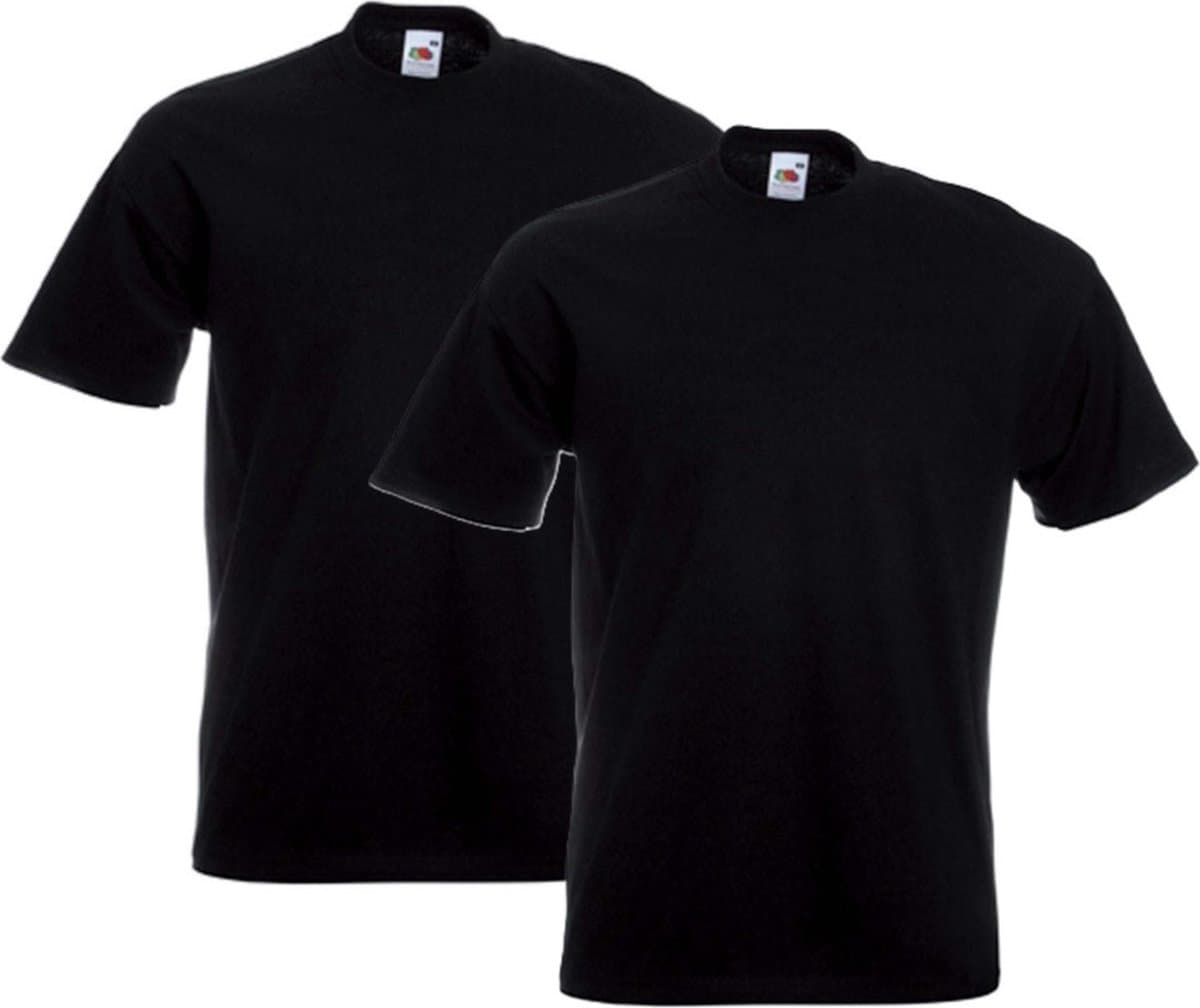 Fruit of the Loom Basics t- 2x -shirt voor heren korte mouwen - zwart - 100% katoen t-shirts - Regular fit, maat: XL (42/54)