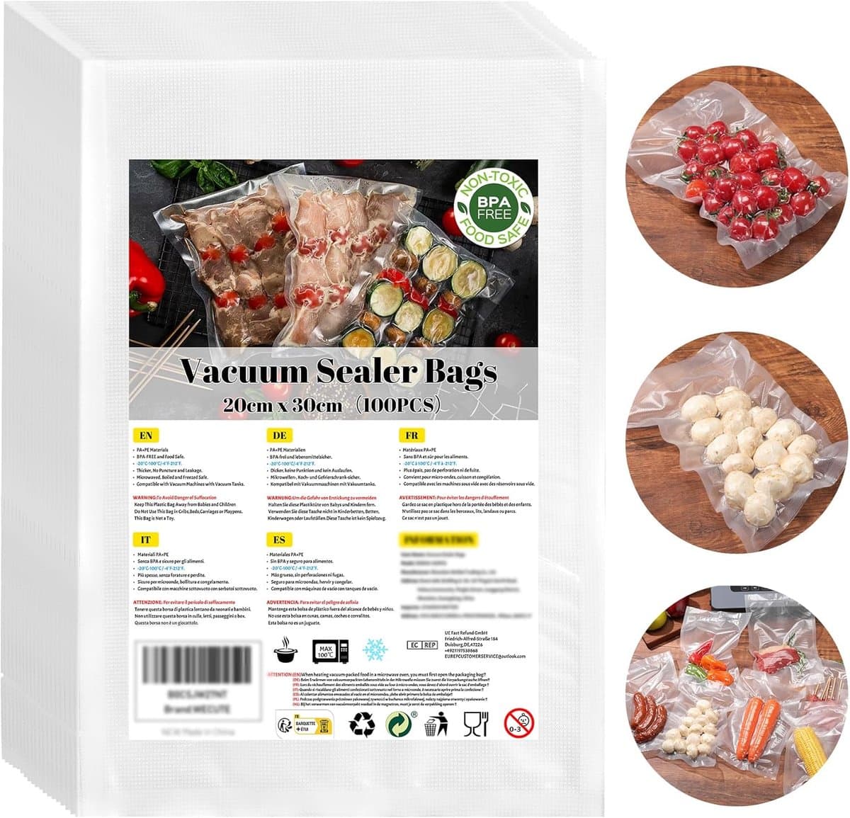 Vacuumzakken voedsel - Sealzakken - Diepvries - Voedsel - Vacuüm zakken - Sealbaar - Vacumeerzakken - Eten - Vacumeerplastic - Vacuum Opbergzakken - Sous vide Zakken