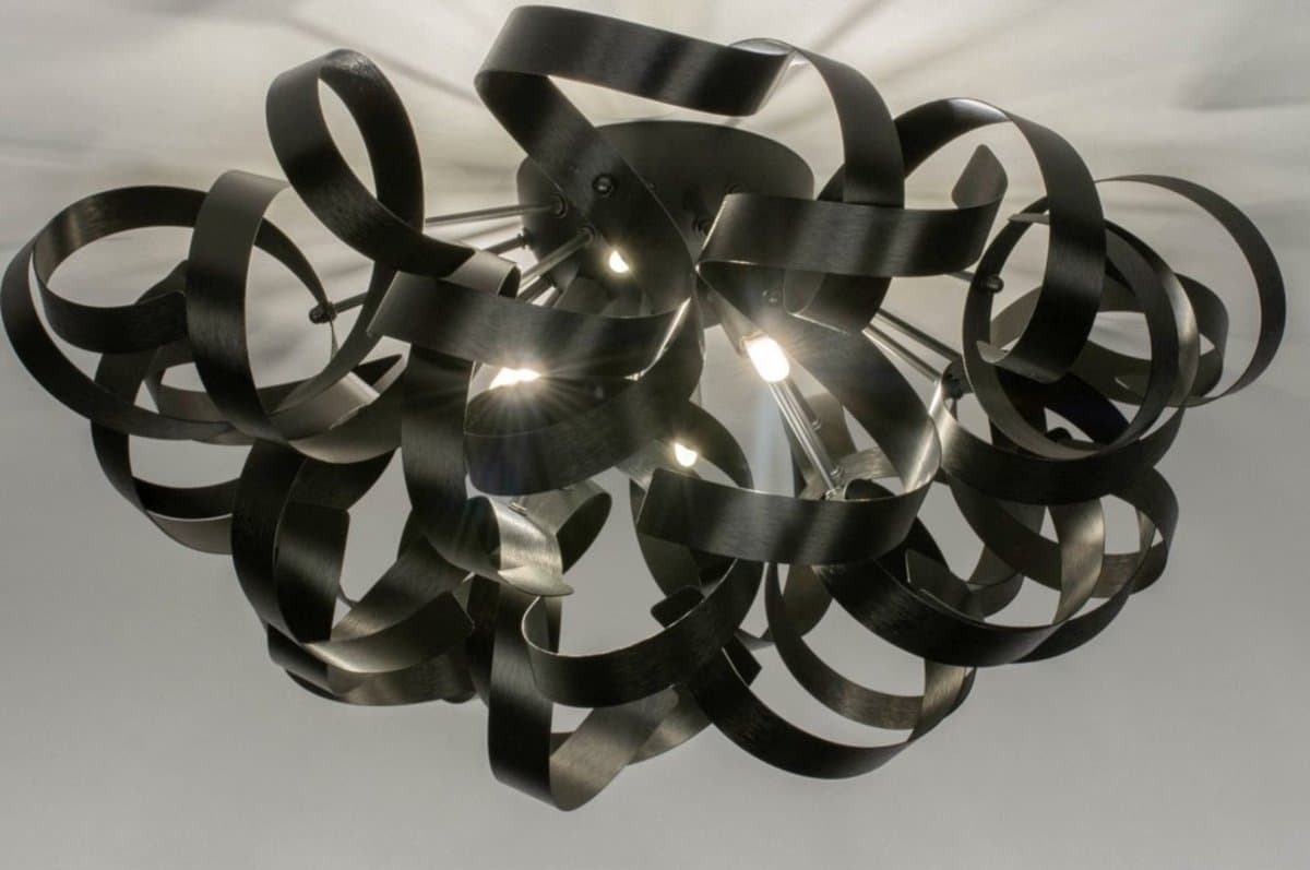 Lumidora Plafondlamp 73339 - Plafonniere - ATOMA - 6 Lichts - G9 - Zwart - Metaal - ⌀ 60 cm