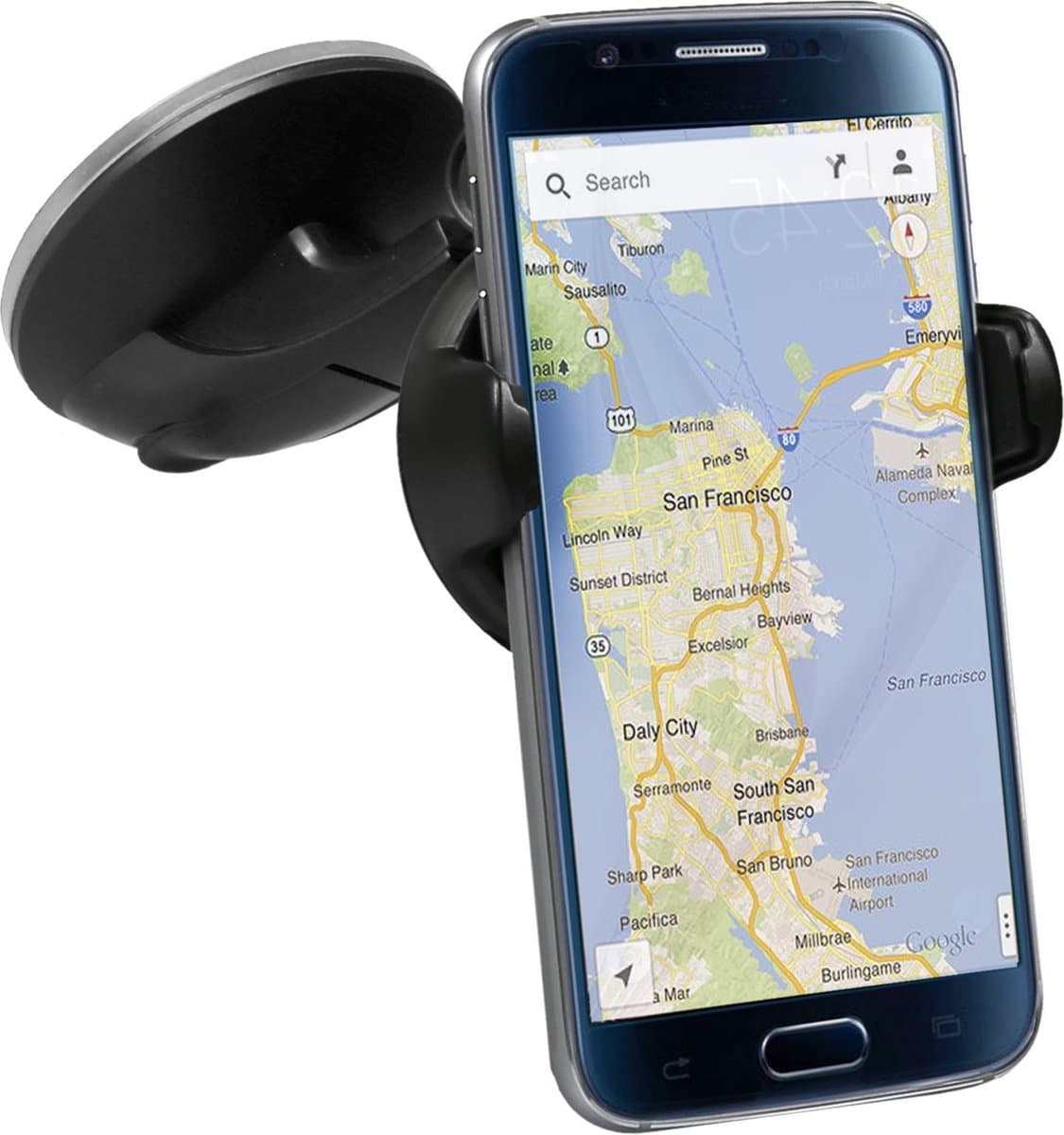 SBS One Touch Zuignap Telefoonhouder Auto met Klem - Zwart