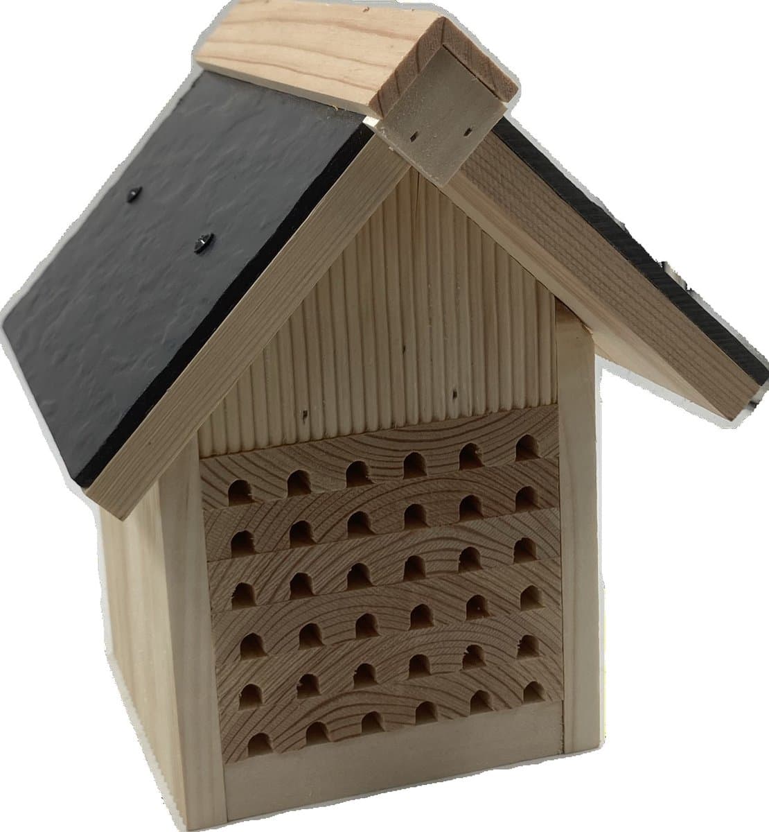 GARDEN SPIRIT Solitaire bijenhotel - leisteen dakje - 20 x 23 x 18 cm duurzaam