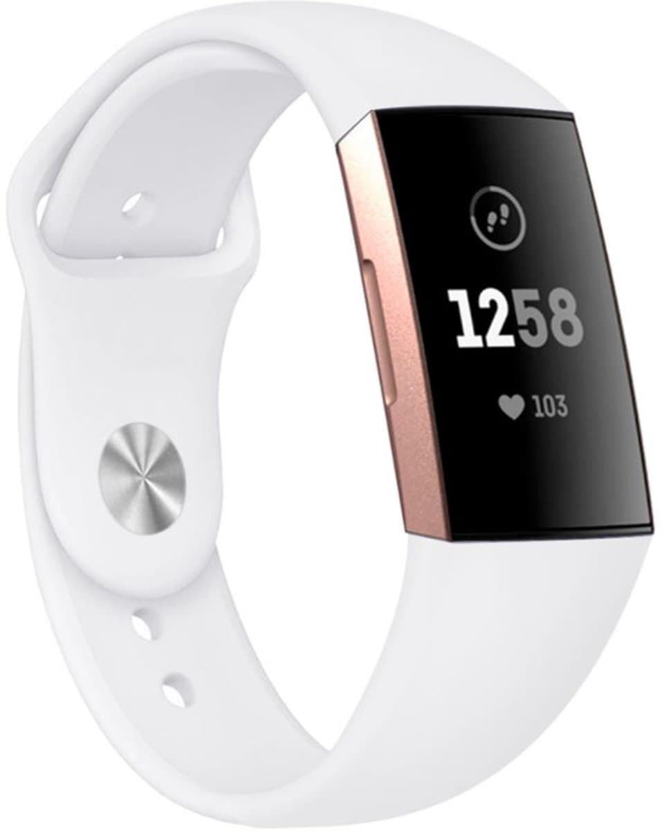 geschikt voor Fitbit geschikt voor Fitbit Charge 3 sport band - wit - Maat L