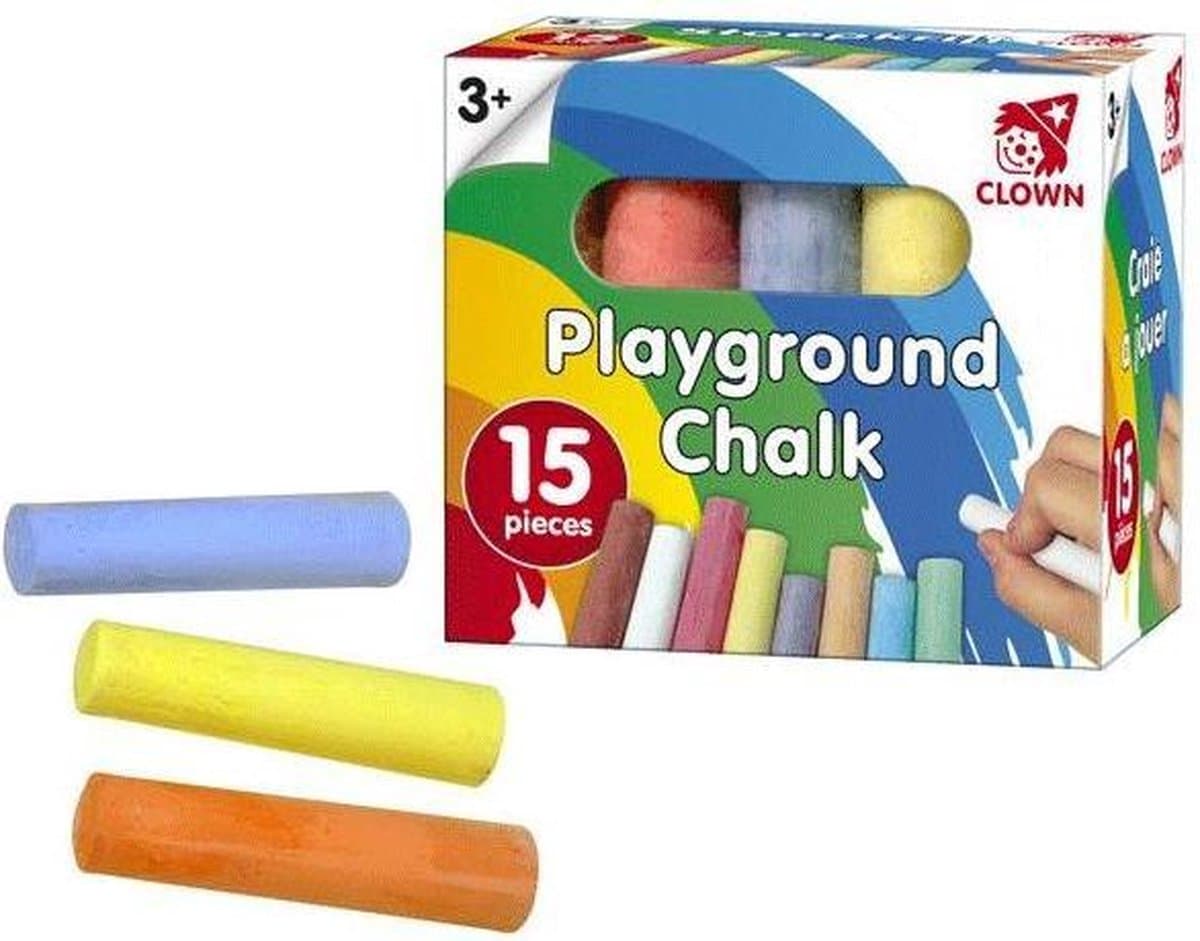 Clown stoepkrijt - 15x stuks - gekleurd - krijten - stoepkrijten - buiten speelgoed - kinderen