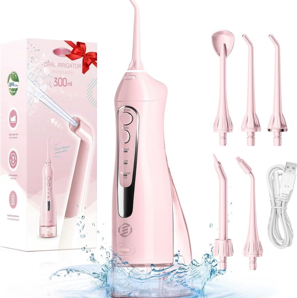 Equivera Waterflosser - Monddouche - Elektrisch Flosapperaat - Water Flosser - Waterflosser Draadloos - Water Flosser Draadloos - Draadloos en Oplaadbaar - Must have voor uw hygiëne!