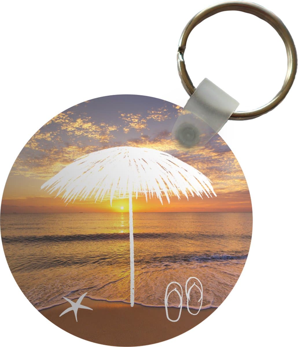 Sleutelhanger - Zomer - Zon - Parasol - Plastic - Rond - Uitdeelcadeautjes