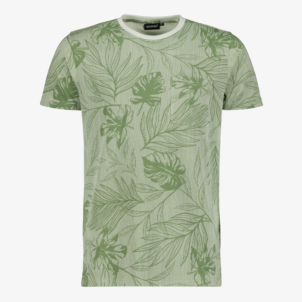 Unsigned heren T-shirt met bladerenprint groen - Maat XXL