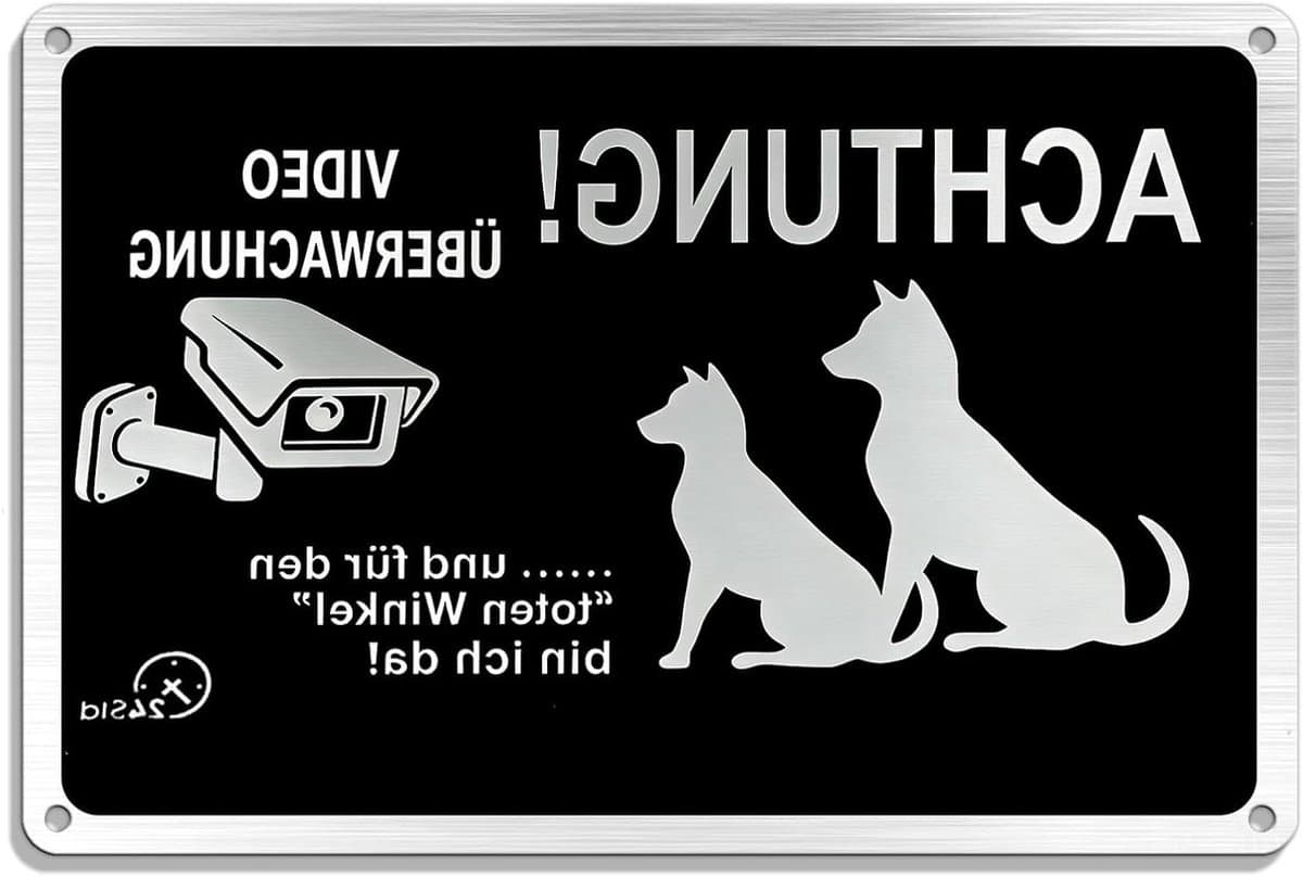 Waarschuwingsbord hond - Hondenbord met tekst - Huis beveiligen - Grappig design - 30 x 20 cm - Zwart