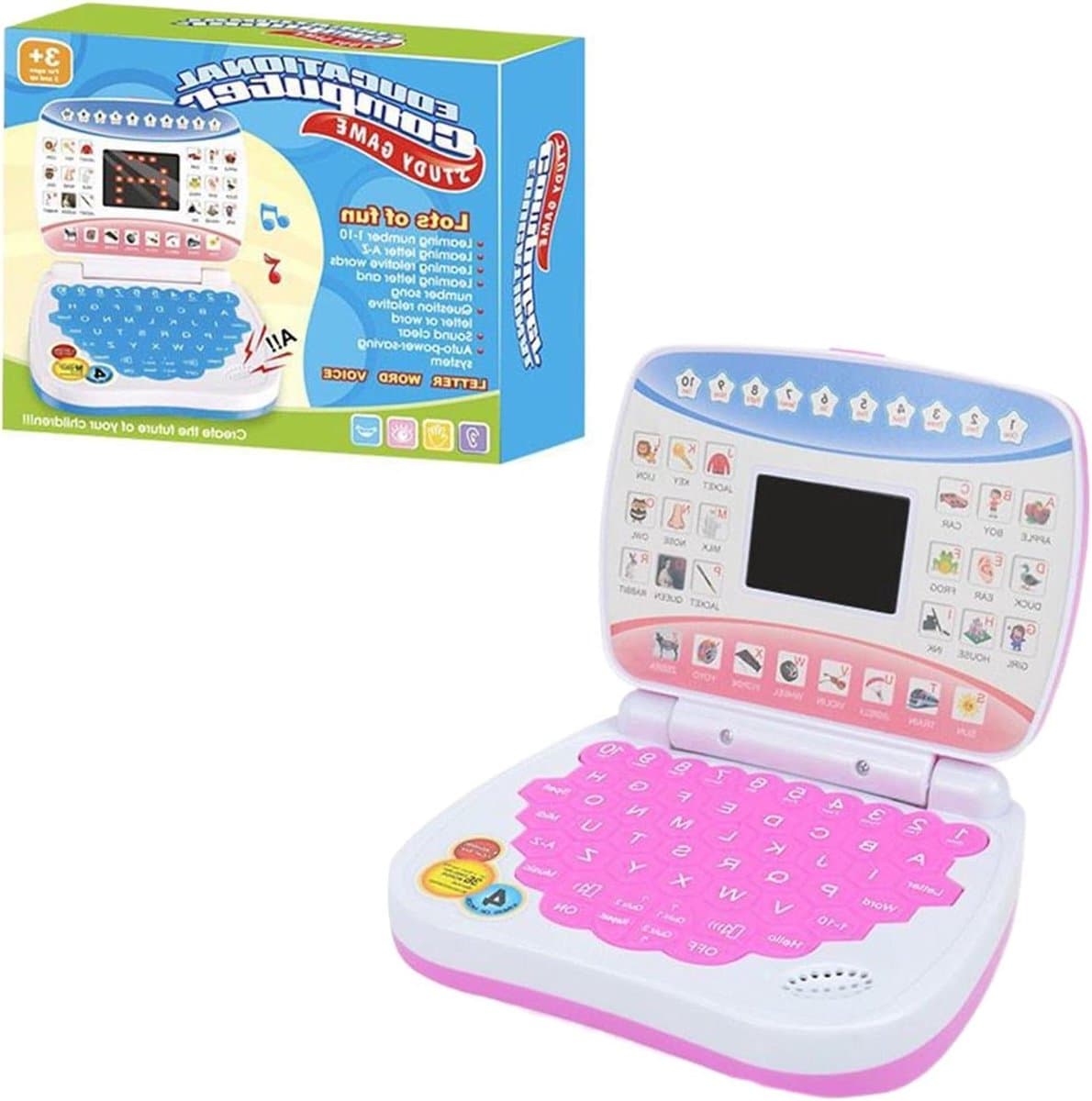 Educatieve Laptop - Speelgoed Computer - Muziek Leren - Interactief Ontwerp - 15.3 cm breed - Roze
