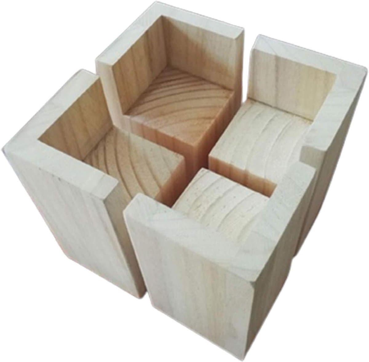 Houten Meubelverhogers - Bankpoten Verhogers - Meubels Verhogen - L-vormig Ontwerp - 10 x 10 x 5 cm - Naturel