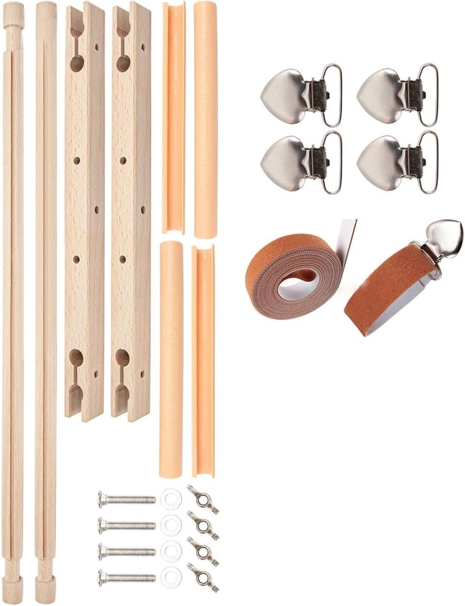 Houten Borduurraam - Kruissteekframe Q Snap - Ambachtelijk Borduren - Rotatie-aanpassing Elasticiteit - 54.5 x 30.5 cm - Houtkleur