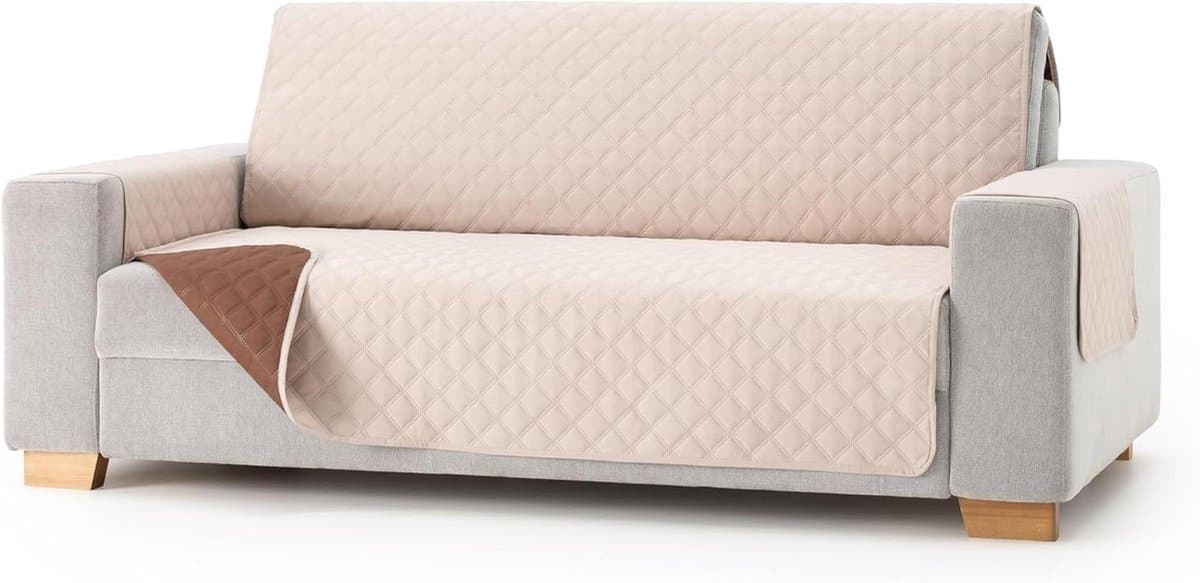 Bankhoes - Bankovertrek Omkeerbaar - Bescherming Interieur - Extra Zacht Gewatteerd - 3-zits - Beige Bruin
