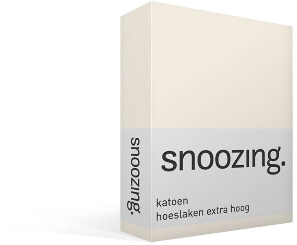 Snoozing - Katoen - Extra Hoog - Hoeslaken - Eenpersoons - 100x220 cm - Ivoor