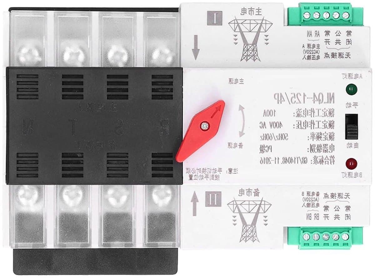 Automatische Omschakelaar - Dubbele Voeding Controller - Stroom Continuïteit - Milliseconde Schakeling - 100A 400V AC - Grijs