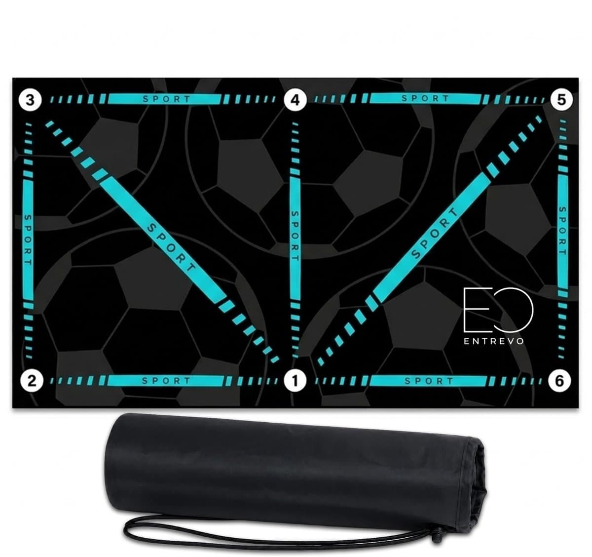 Voetbal Trainingsmat - Dribbelmat - Voetbal spullen - Balansmat voor Voetbaltraining – Antislip Sportmat 60×90cm – Voor Stabiliteit, Coördinatie & Techniek - Inclusief Voetbaltraptrainer, Draagtas & Gripsokken