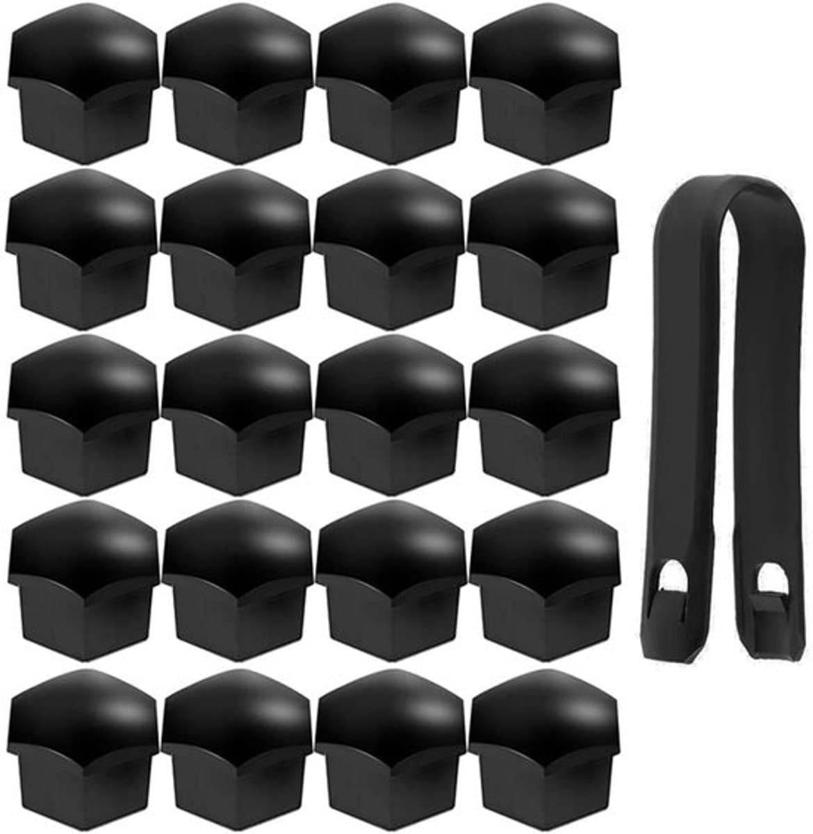 20 stuks 17mm Auto Wiel Moerkappen Schroefdeksel Bouten Velgen Buiten Decoratie Stofdicht (Zwart)