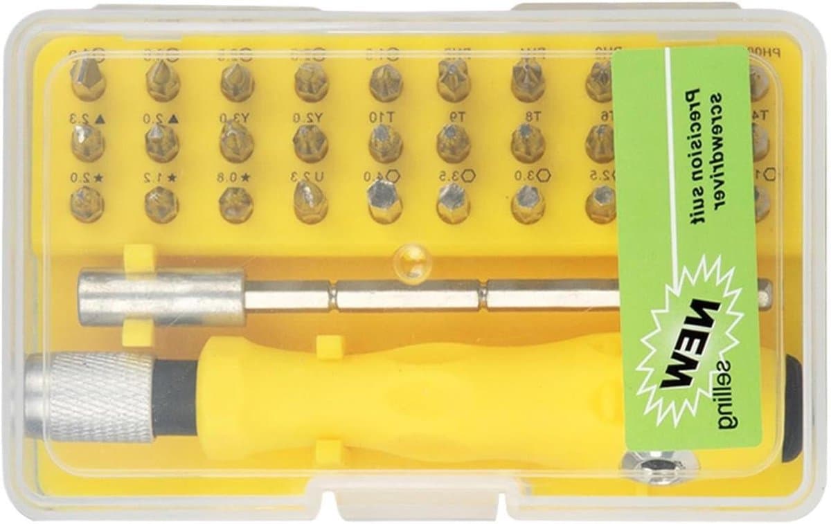 Mini Schroevendraaierset - Precisie Gereedschap - Elektronica Reparatie - 32 Delige Kit - Compact Formaat - Grijs