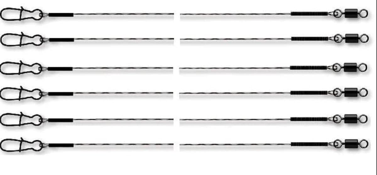 Vislijnen Set - Stalen Voorslag Lijn - Roofvis Vissen - Extreem Flexibel Staal - 50 cm Lengte - Bruin