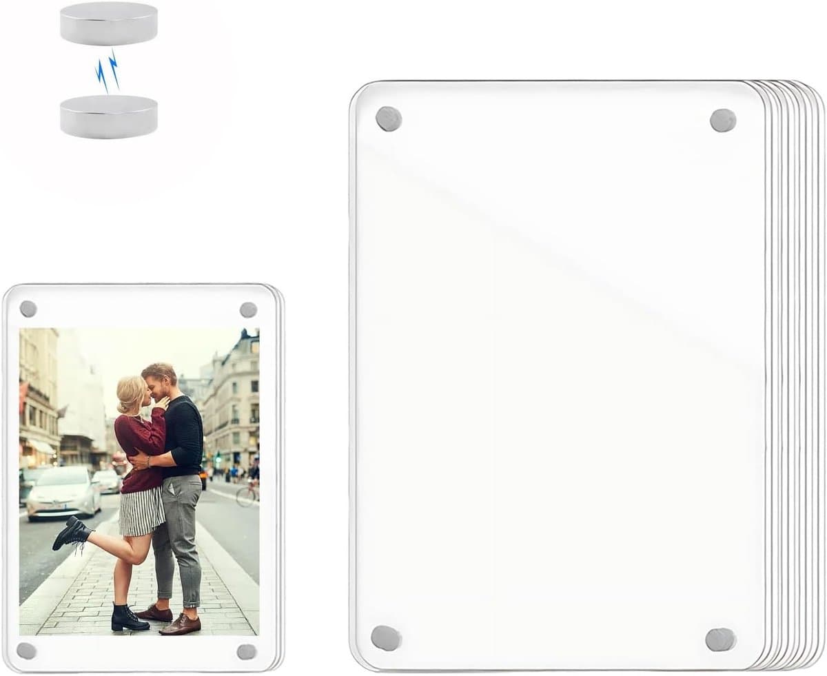 Set van 4 Magnetische Acryl Fotolijsten voor de Koelkast - Transparante Foto Displays voor DIY Fotowand, Dubbelzijdig Zichtbaar, 6x9cm per Stuk, Ideaal voor Keuken en Woonkamer Decoratie
