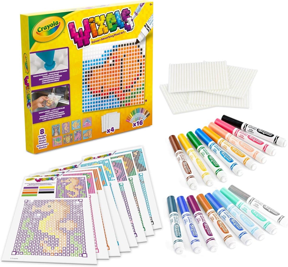 Pixel Art Set - Kleurplaten Set - Creatief Knutselen - Magische Inkt Absorptie - 33 x 29 cm - Meerdere Kleuren