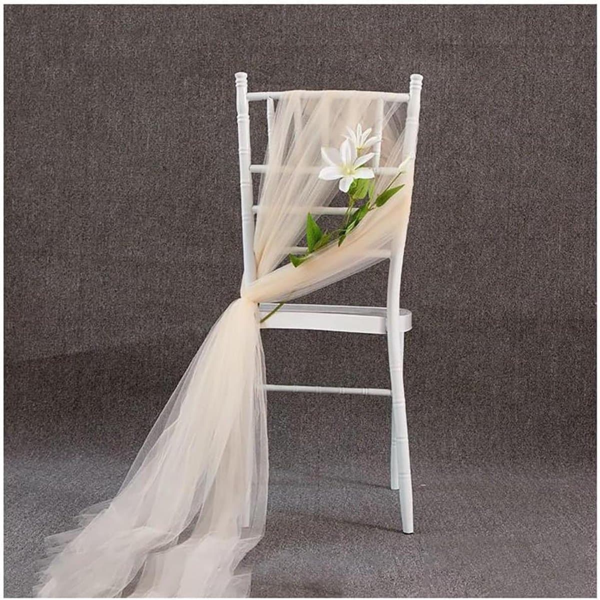 Stoelhoezen - Stoelsjerpen Tule - Bruiloft Decoratie - Organza Stof - 200 x 150 cm - Champagne