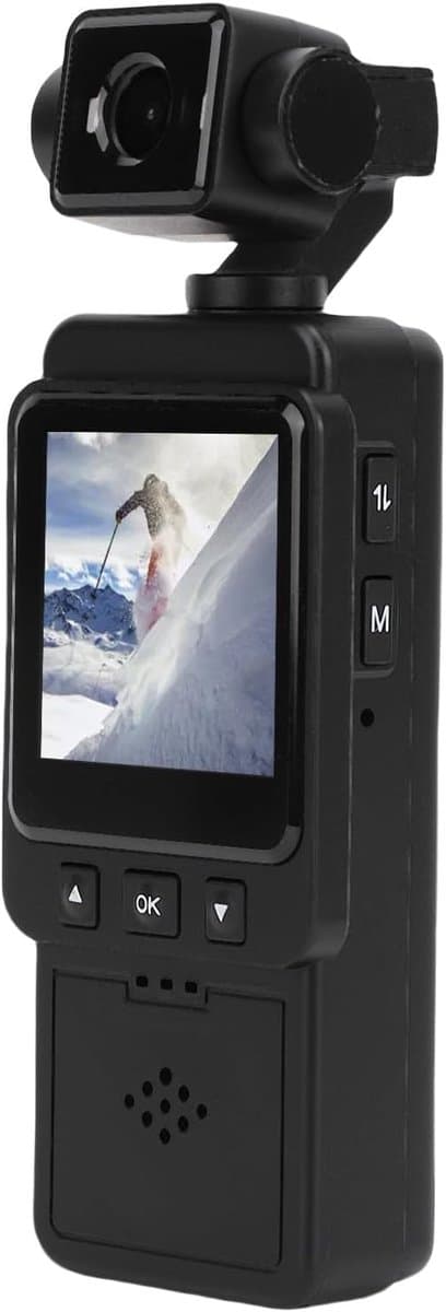 Ulisem - 1080P Actiecamera - 1.53 Inch LCD Scherm - Beeldstabilisatie - Multifunctionele Lens - 270° Draaibaar - Voor Outdoor Sport - Inclusief Borstbevestiging - Lichtgewicht