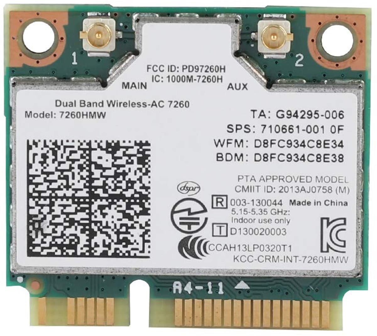 Dailygoody - Dual-band Netwerkkaart - Draadloze WiFi kaart - Mini PCI-E formaat - Bluetooth 4.0 - Hoge snelheid 867 M - Geschikt voor laptops - Compac