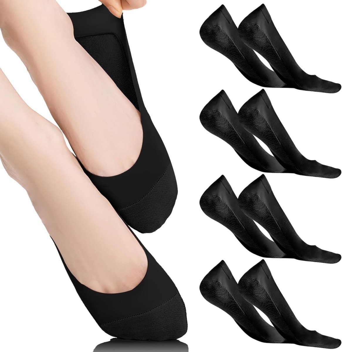 Dames No-Show Sokken - Onzichtbare Ultra Lage Boot Sokken met Antislip Siliconen Strips voor Sneakers en Hakken