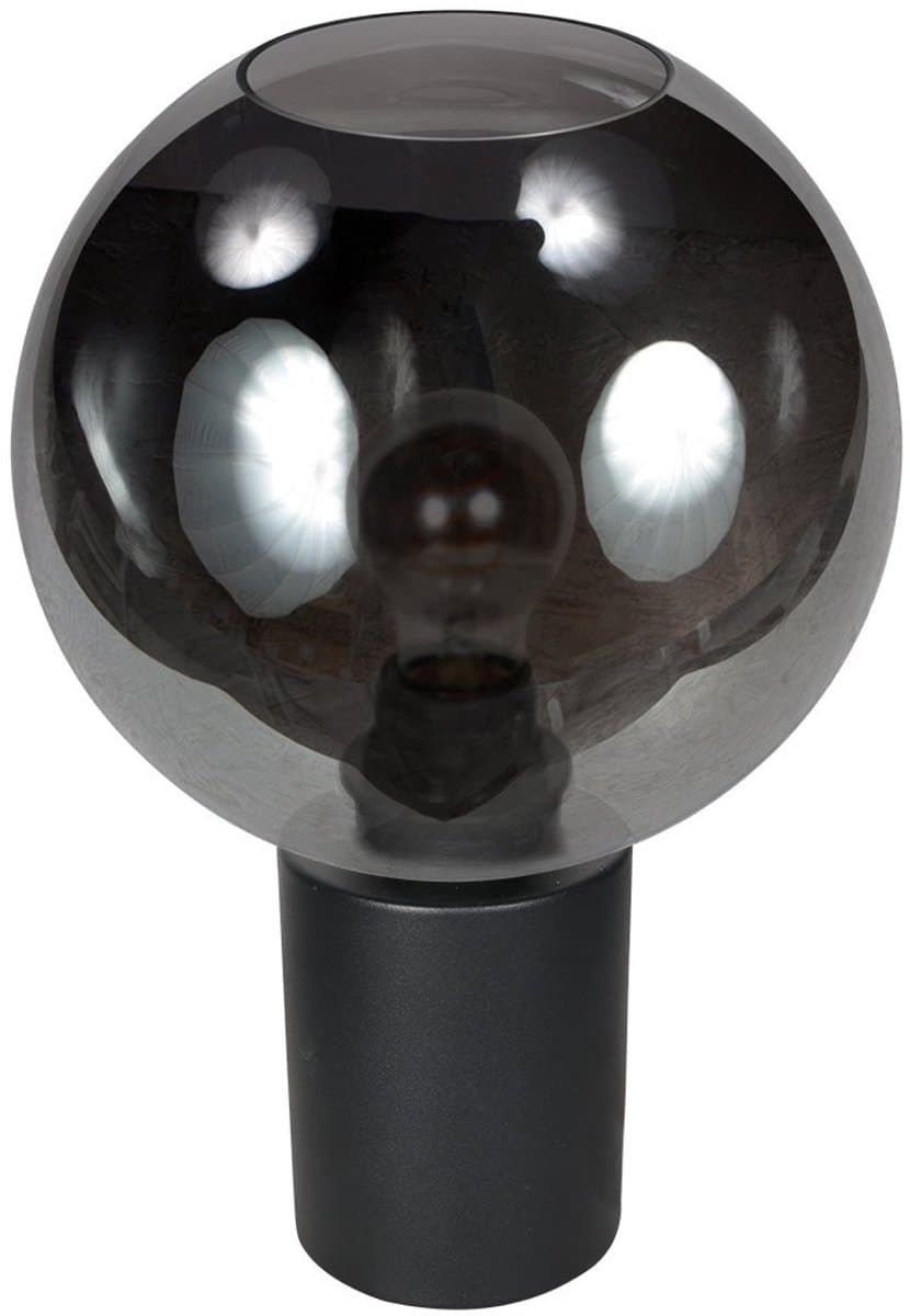 Tafellamp Sferio 4381ZW met rookglas kap Ø25 cm - Modern design, stevige metalen voet, geschikt voor E27 LED lampen - Mexlite