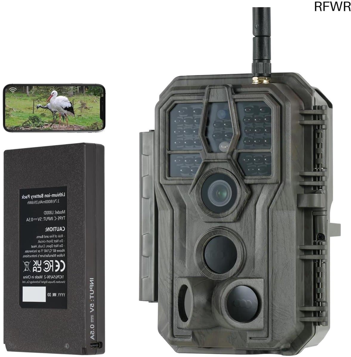 Wildcamera met Wifi - Bewegingsmelder Camera - Natuur Observeren - Oplaadbare Batterij - 64 MP 1296P - Camouflage