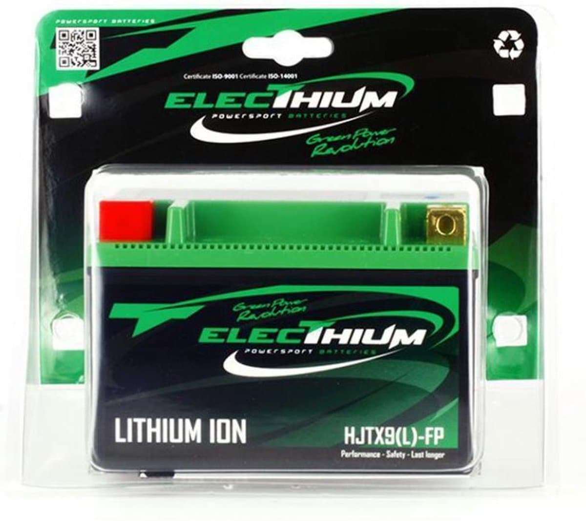 Lithium-elektriumaccu voor scooter Kymco 125 Heroism 1998 tot 2000 HJTX9(L)-FP / YTX9-BS / YTR9-BS / 12,8 V 3 Ah nieuw