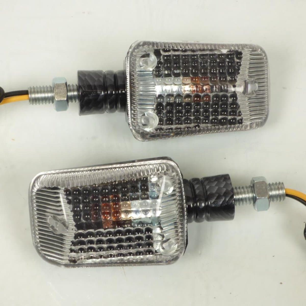 paar rechthoekige 12v 10w carbon korte arm richtingaanwijzers voor motorfietsen