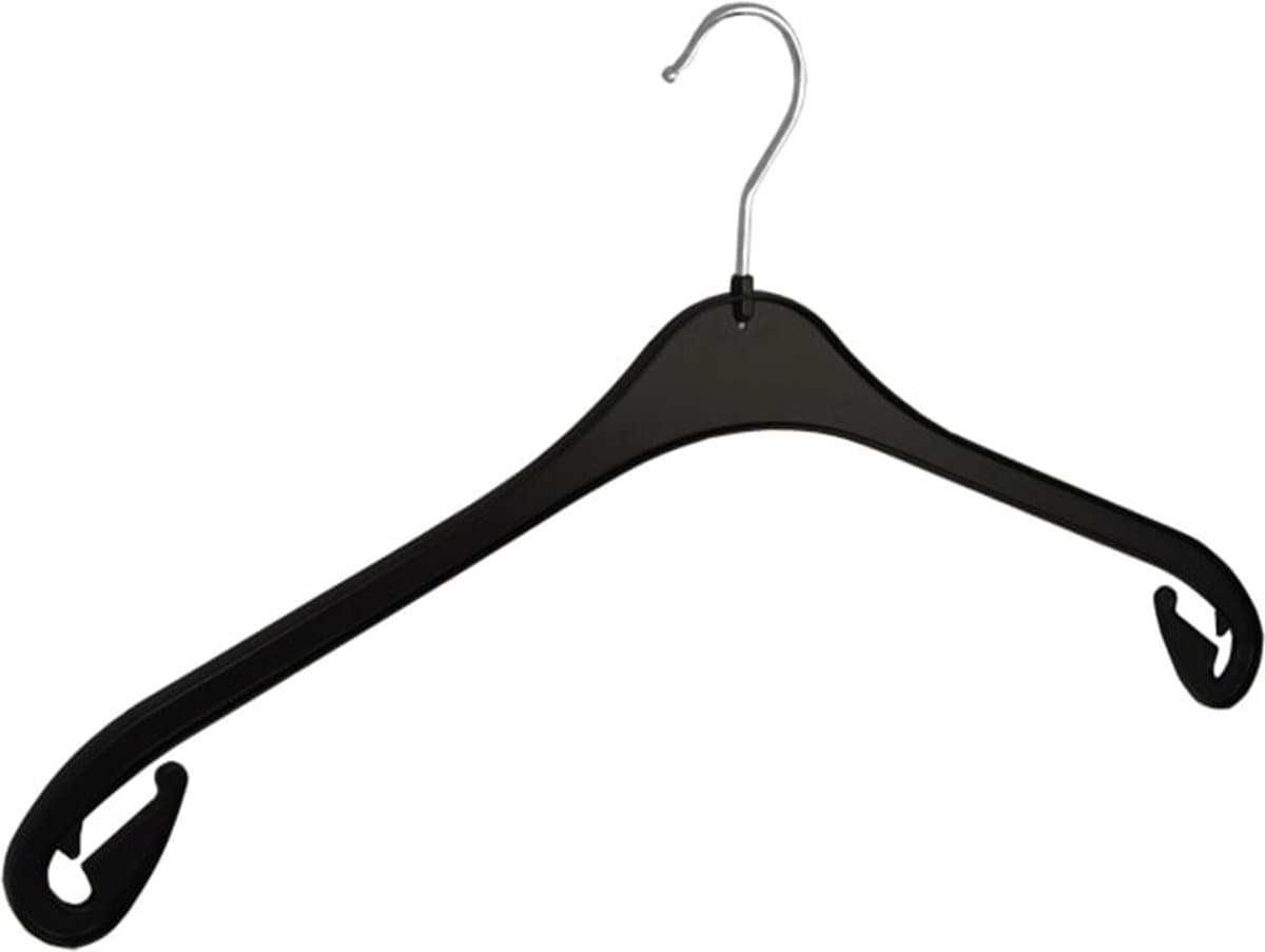 De Kledinghanger Gigant - Kledinghanger - Volwassenen - NA47R - 20 Stuks - Anti-slip - Blousehanger - Shirthanger - Kunststof - Zwart - Rokinkepingen - 47 cm - Kleerhanger - NA-Serie (NA47R_00/20)
