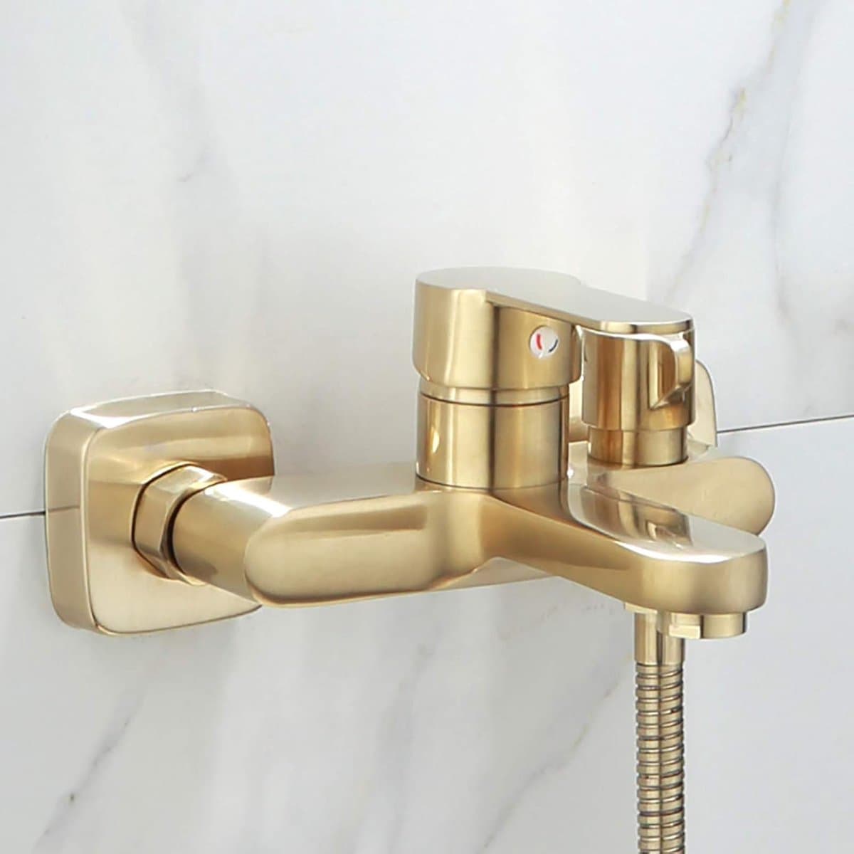 Badkraan Met Handdouche - Badvuller Mengkraan - Douchen En Baden - Wandmontage Enkelgreeps - Goud