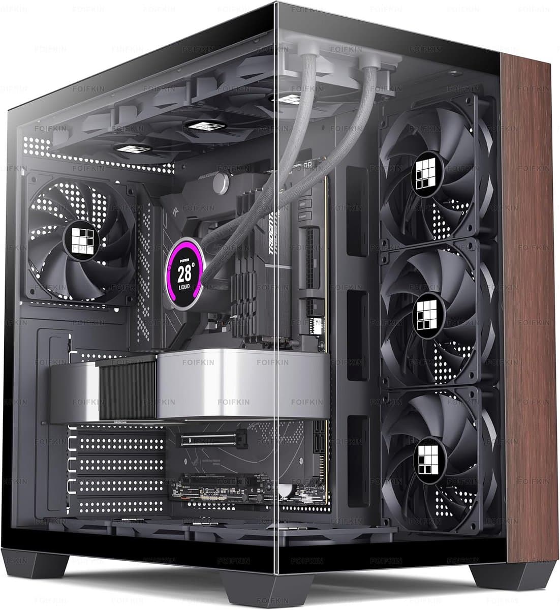 ATX PC Behuizing Mid-Tower met Houten Walnoot Voorkant - Zonder RGB Ventilator