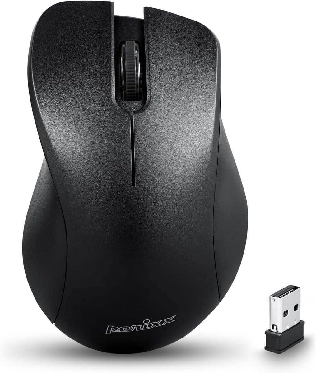 Draadloze Ergonomische Muism met Stille Klikfunctie - Compatibel met Desktop en Laptop - 2.4GHz - Zwart
